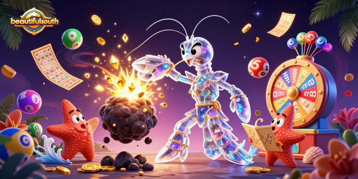 Beautifulsouth enhances the gaming experience with vibrant lottery balls and dynamic casino elements.
