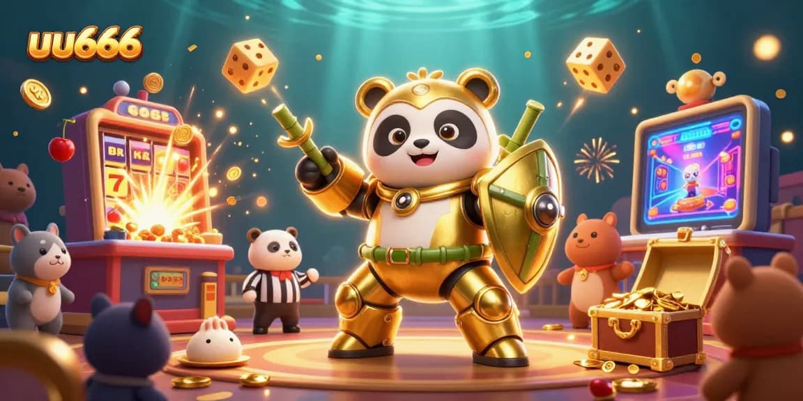 Experience thrilling gameplay at uu666 with a vibrant 3D casino illustration showcasing big wins and exciting prizes.
