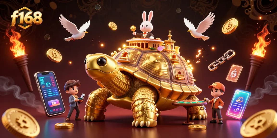 Experience thrilling gameplay at f168 with the golden tortoise casino scene featuring games and rewards.