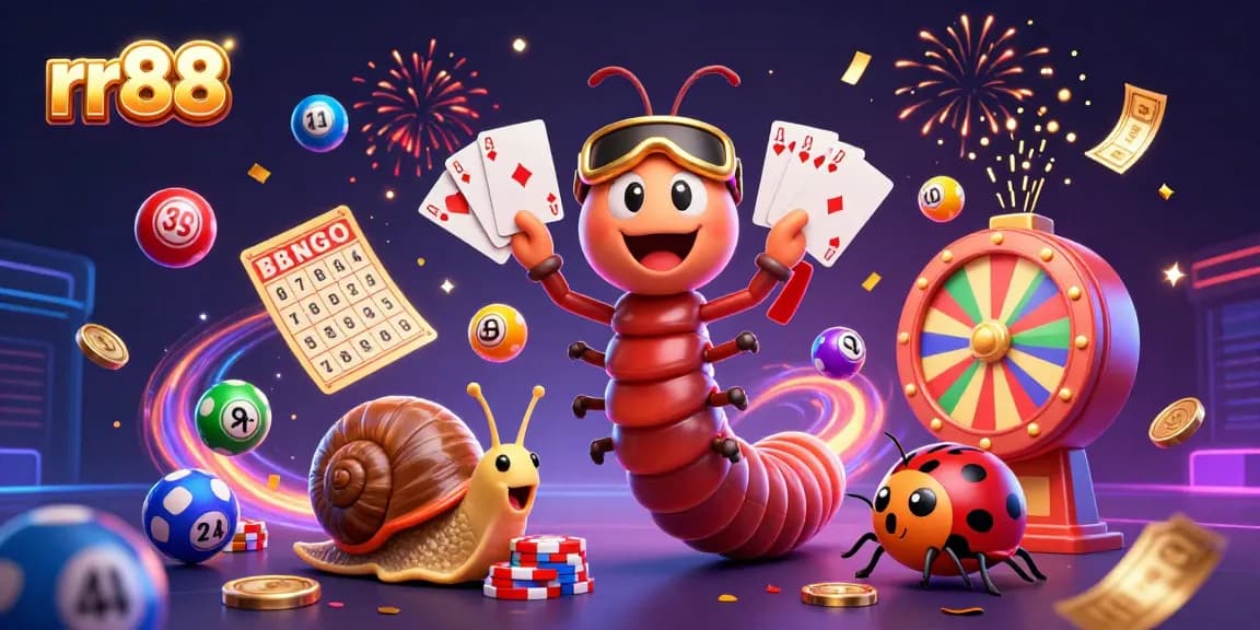 Experience thrilling gameplay with rr88 in a vibrant casino scene full of colorful elements, cards, and high energy.