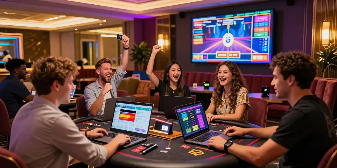Dynamic online casino experience at being-there.org.uk with players using credit cards.