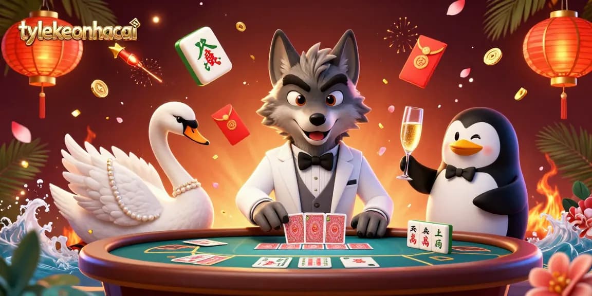 Experience the thrill of tylekeonhacai with a dynamic 3D illustration of casino characters in action, capturing the essence of gaming excitement.
