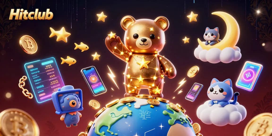 Hitclub offers an exciting gaming experience as players scoop coins amidst vibrant crypto elements.