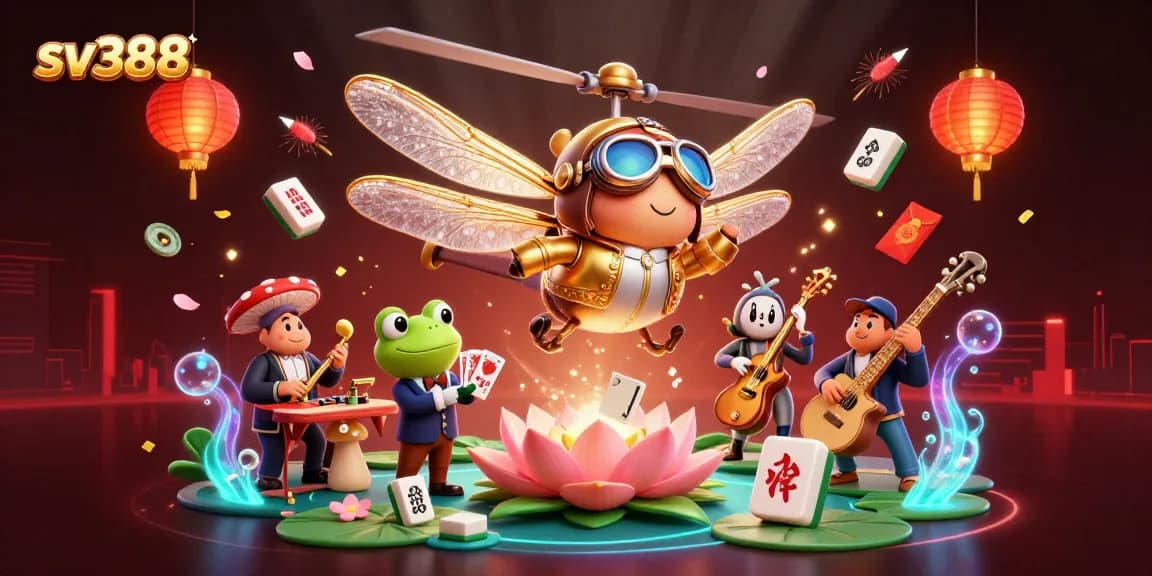 Experience the excitement of live cockfighting at SV388 with unique characters and vibrant casino elements.