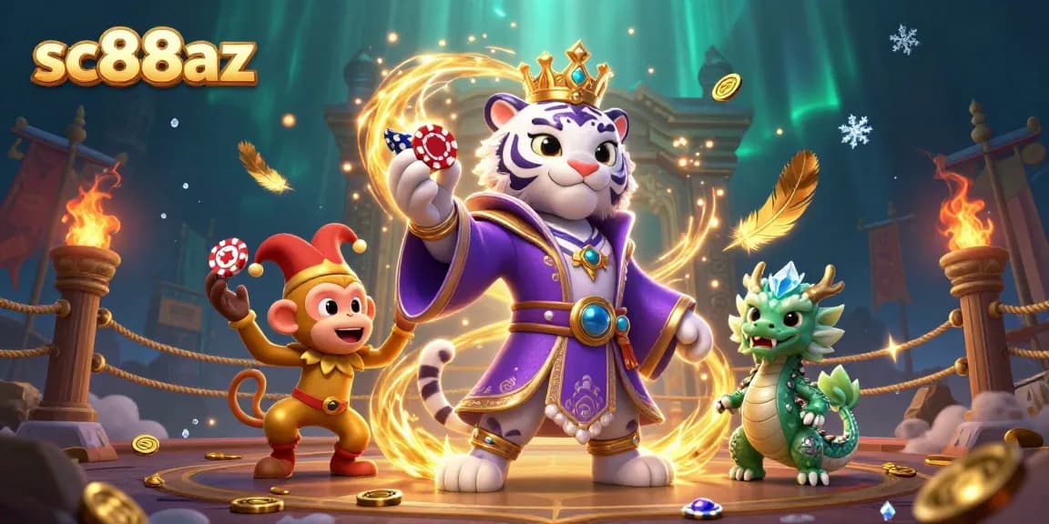 Engage in dynamic gameplay at sc88az with characters and rich casino elements in a vibrant illustration.