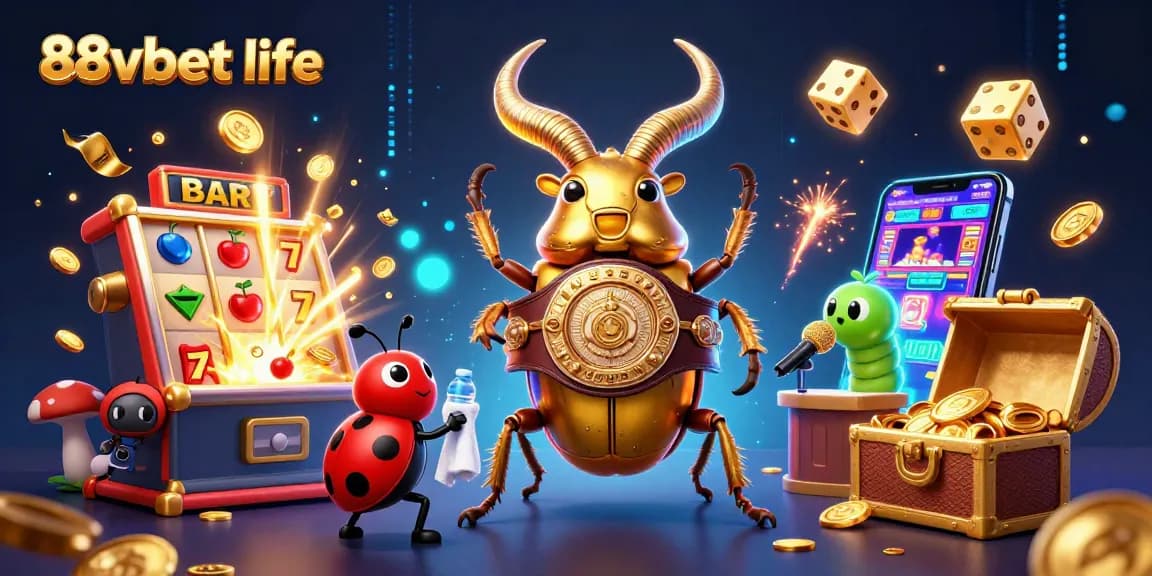 Engage with 88vbet life as a golden stag beetle battles while jackpot coins burst into action.