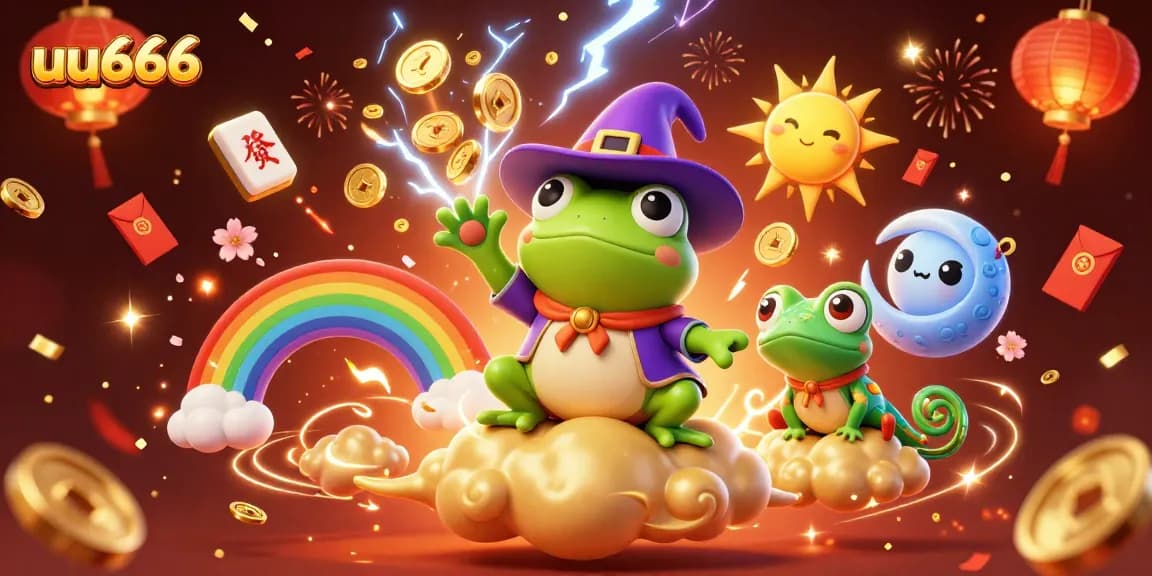 Win big at uu666 casino with vibrant characters and dynamic gambling elements in a festive scene.