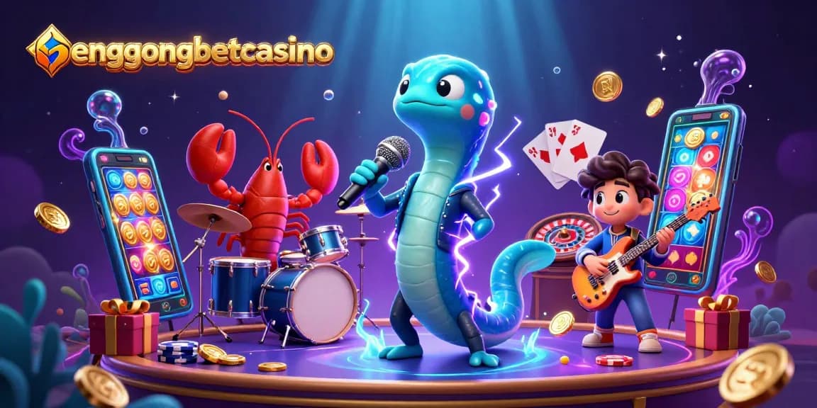 Experience excitement at hengongbetcasino with a lively underwater casino scene featuring animated characters and vibrant game elements.