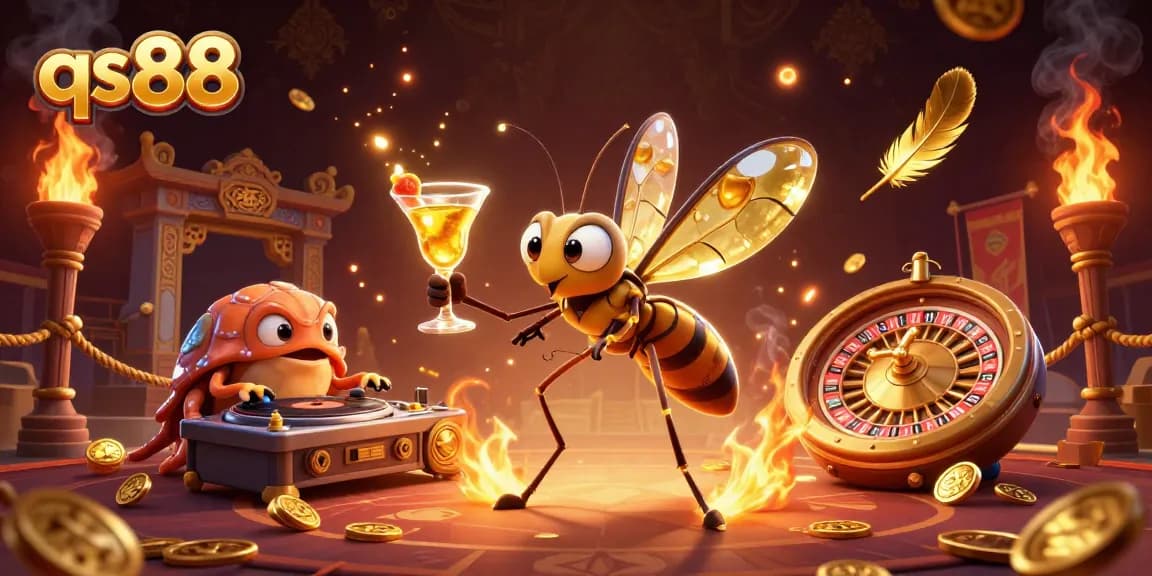 Watch qs88 elevate your play with a vibrant casino scene featuring a frozen mosquito mascot.