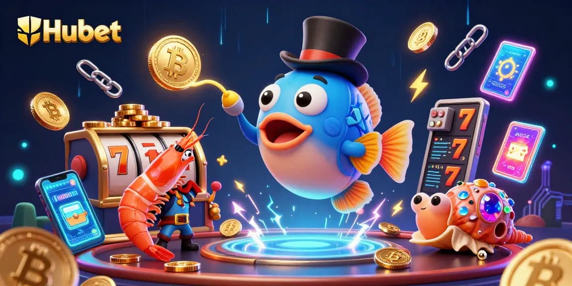 Engage with Hubet's immersive casino experience featuring dynamic characters and crypto elements.