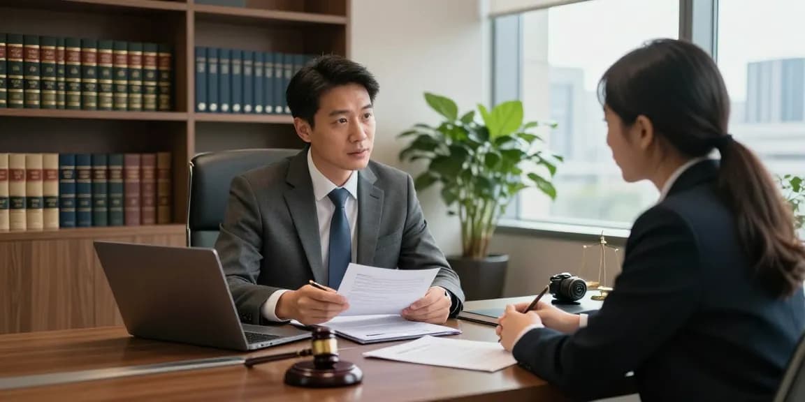 Legal consultation with a knockout post showcasing professionalism in a modern law firm.