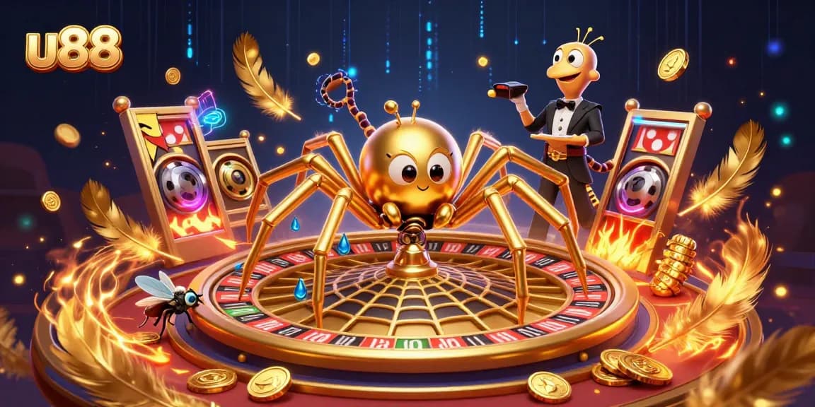 Betting on u88's thrilling 3D casino scene showcasing vibrant game elements and action.