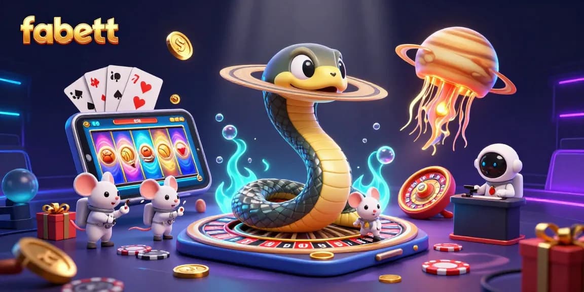 fabett showcases an engaging 3D casino scene with unique cosmic graphics and lively game elements.