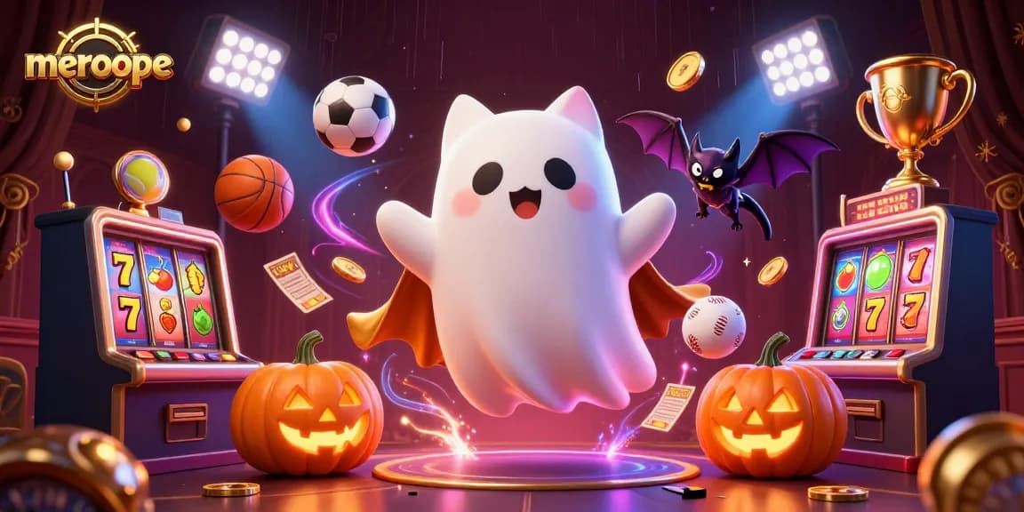 Experience thrilling slot adventures at meroope with our ghostly mascot and casino games.