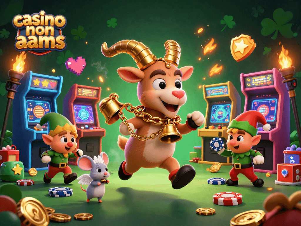 Il casino non AAMS mostra un Krampus giocoso e una scena frenetica di gioco d'azzardo con ladri di fiches.