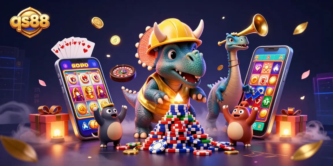 Engage with q88 through a vibrant illustration featuring dynamic poker action and casino fun.