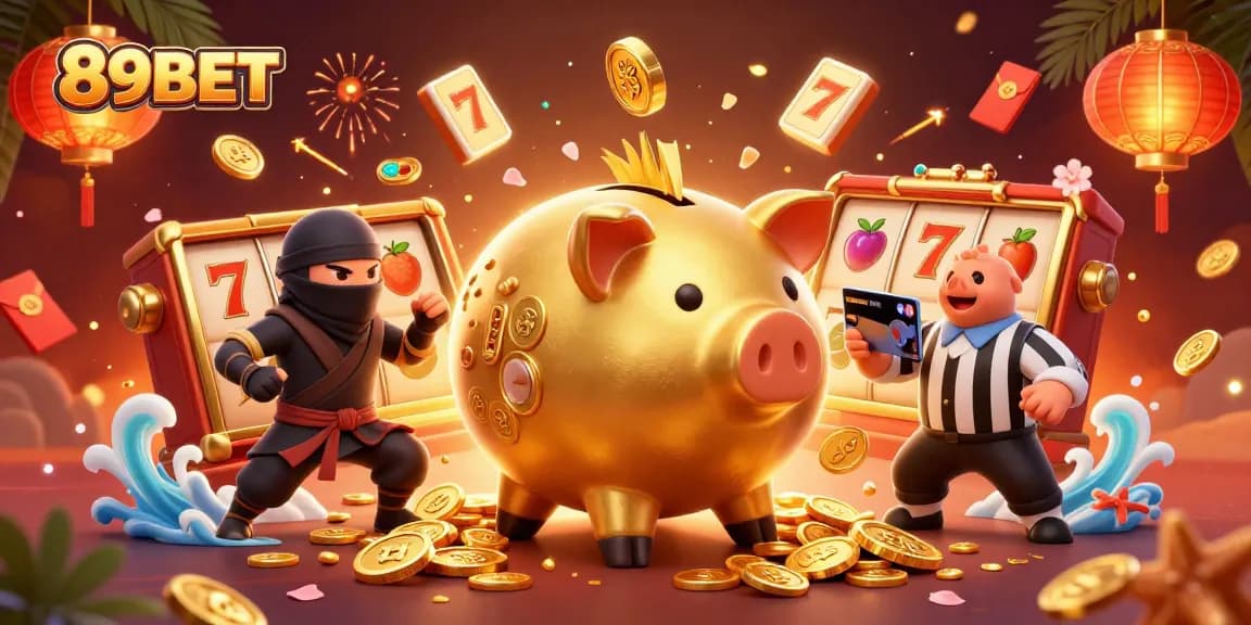 Experience thrilling gameplay with 89BET's vibrant casino illustration showcasing dynamic characters and exciting gaming elements.