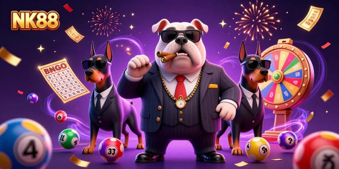 Experience the excitement of NK88 with a mafia boss bulldog and dynamic lottery games.
