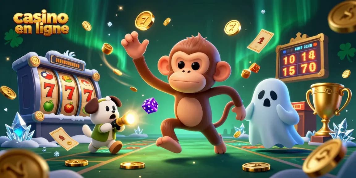 Gagnez des cadeaux d'or aux jeux de casino en ligne avec des jokers et des jetons flottants.