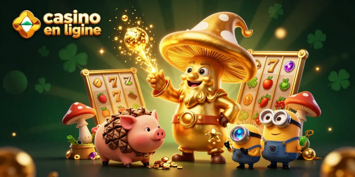 Jouez dans un casino en ligne magique avec un sorcier doré et des symboles de jackpot scintillants.