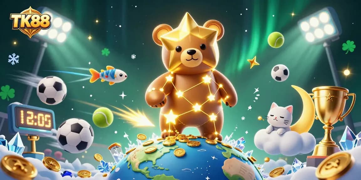 Engage with TK88 casino action through thrilling sports betting, featuring dynamic elements and vibrant characters.