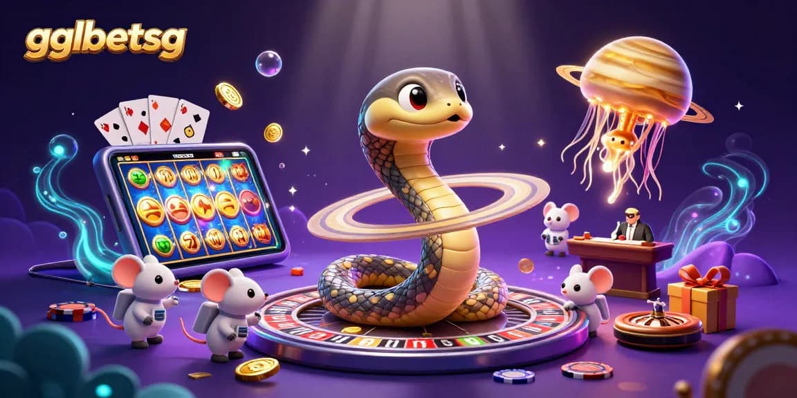 gglbetsg features energetic astronaut mice betting on a snake roulette in a cosmic casino.