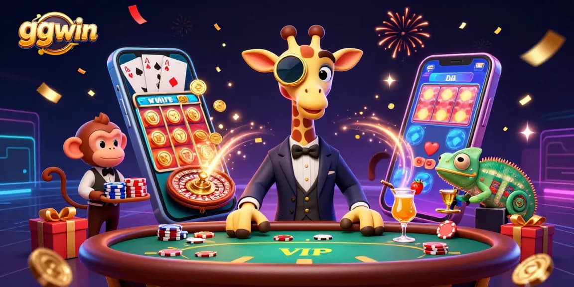 Engage with high-stakes gameplay at ggwin featuring a giraffe at a VIP poker table.