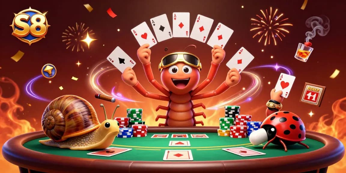 S8 offers thrilling game chances with a vibrant casino scene filled with colorful poker chips and high-stakes excitement.