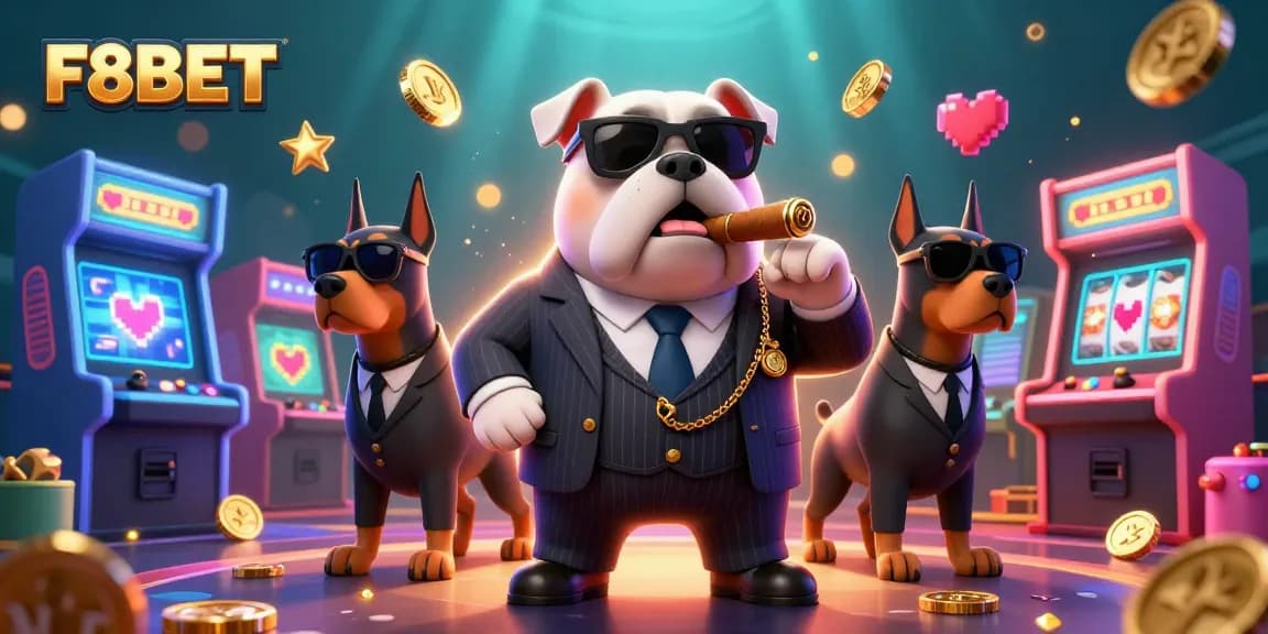 Gamblers explore F8BET’s vibrant casino atmosphere with animated characters in 3D style.