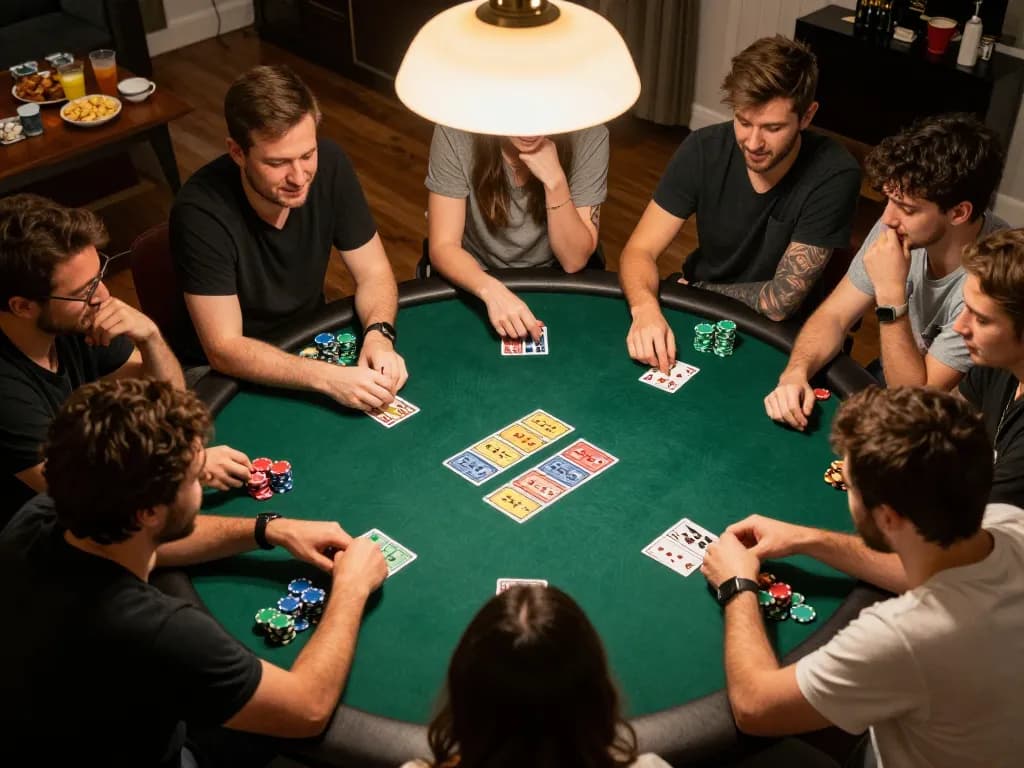 link 79king players enjoying a friendly poker game during an exciting home game night