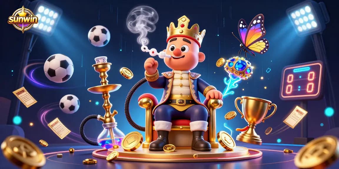 Experience thrilling gameplay with sunwin's vibrant 3D casino illustration, featuring engaging game elements.