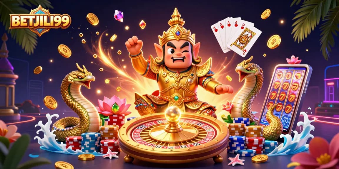 Spin to win at BETJILI99 with this vibrant and captivating casino illustration!