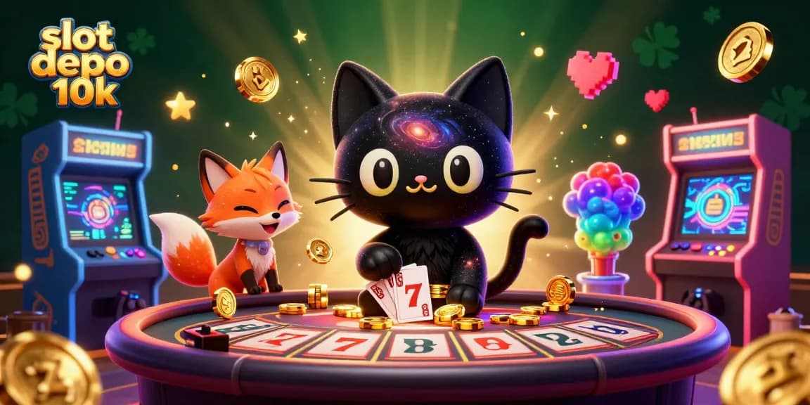 Engage in thrilling gameplay at slot depo 10k, featuring dynamic characters in a cosmic casino.