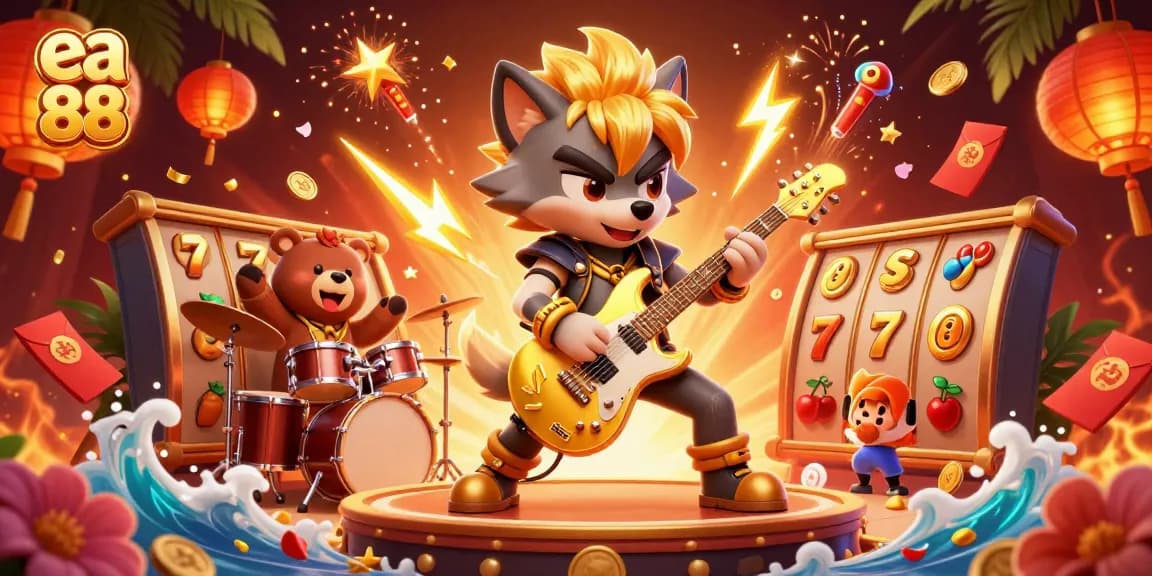 Experience the excitement of ea 88 gaming with a dynamic 3D casino scene featuring vibrant characters and rich elements.
