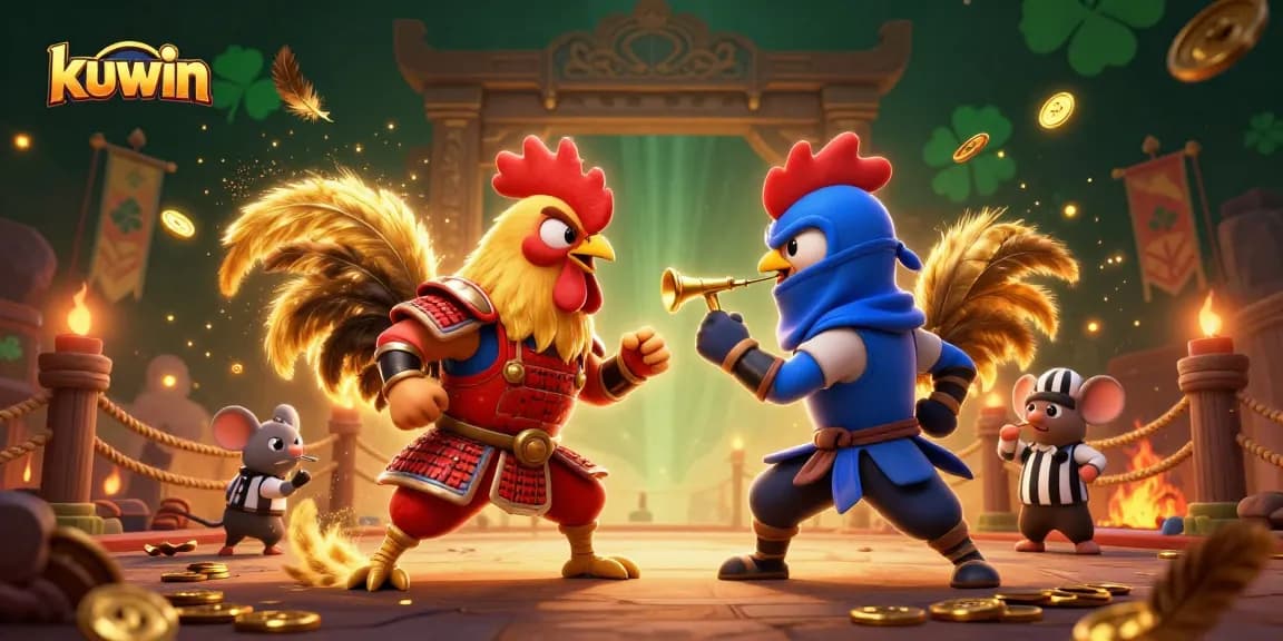kuwin casino roosters engaging in a thrilling standoff amidst dramatic gambling elements