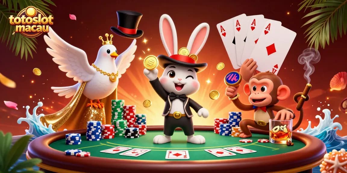 Experience thrilling wins at totoslotmacau with lively 3D casino characters, slots, and gaming elements.