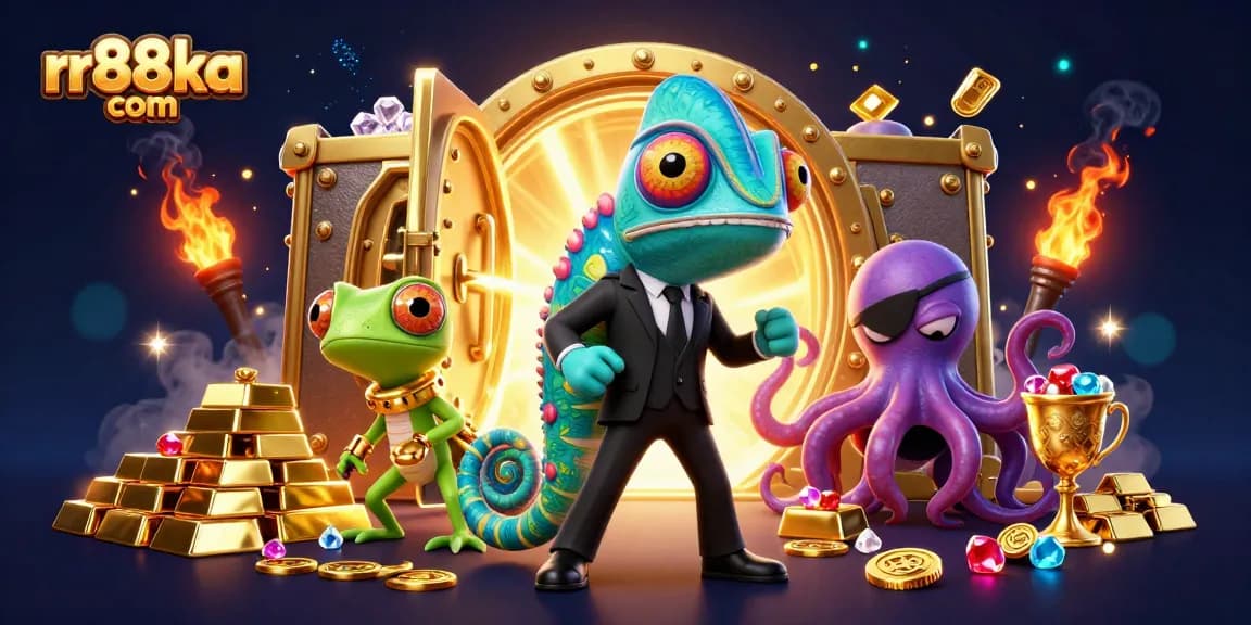 Engage in thrilling gameplay at rr88ka com with vibrant 3D casino illustrations full of treasures.