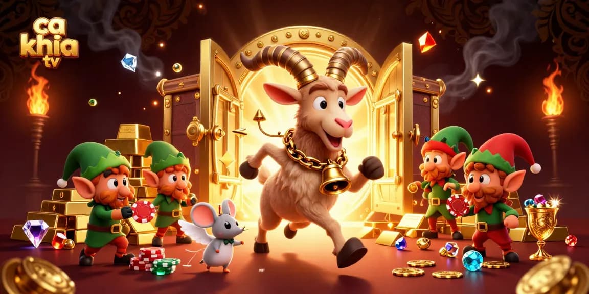 Engage with ca khia tv in a lively casino scene featuring festive characters and gambling elements.