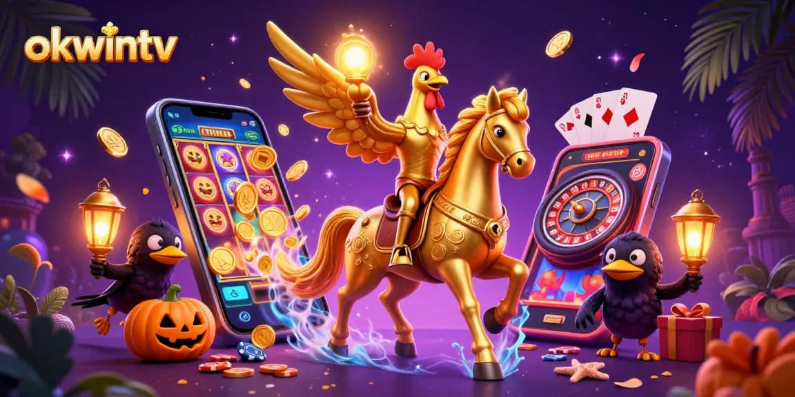 Experience thrilling action at okwintv with a golden rooster in a vibrant casino scene.