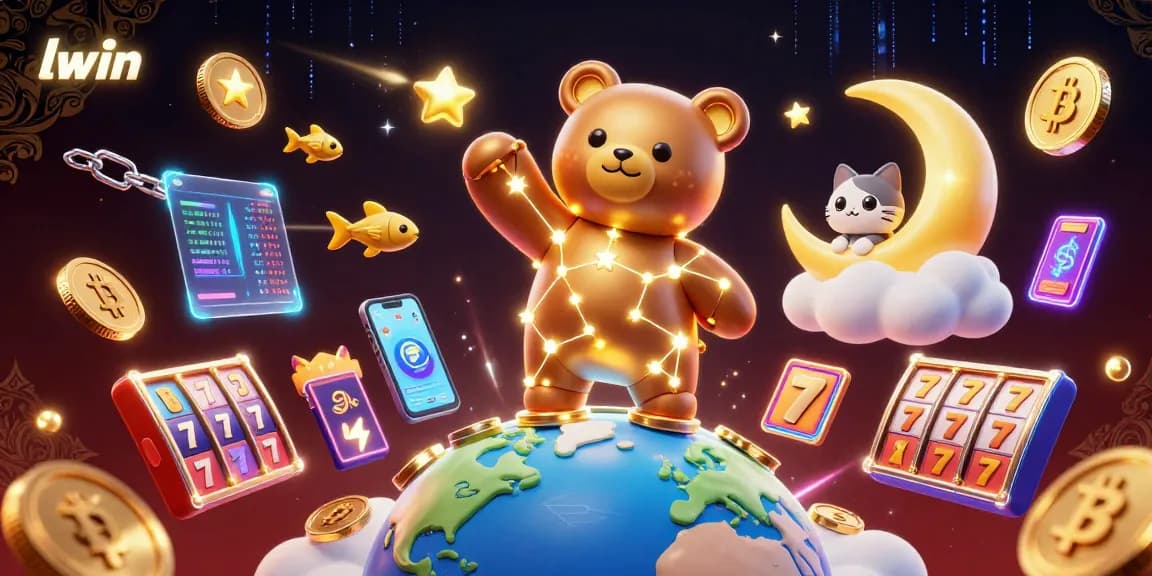 Engage in a thrilling lwin casino adventure featuring a constellation bear and vibrant gaming elements.