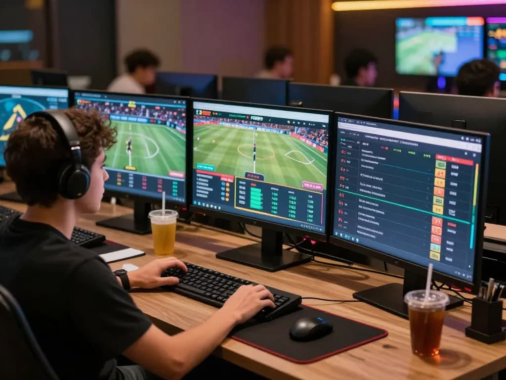 Engaged user placing live bets on F8BET sports betting platform with dynamic screen displays