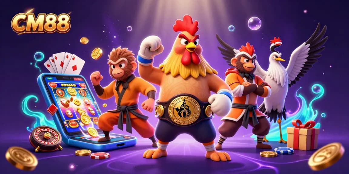 Experience thrilling gameplay at CM88 with dynamic casino characters and vibrant game elements.