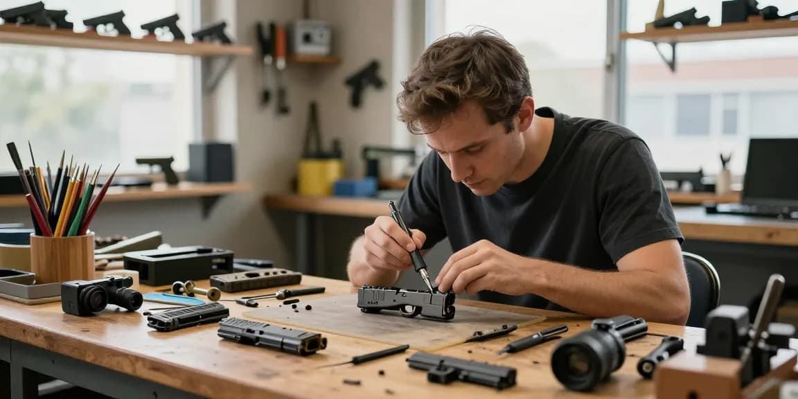 Custom Glock slide assembly process at https://precisionglockslides.com showcasing expert craftsmanship.