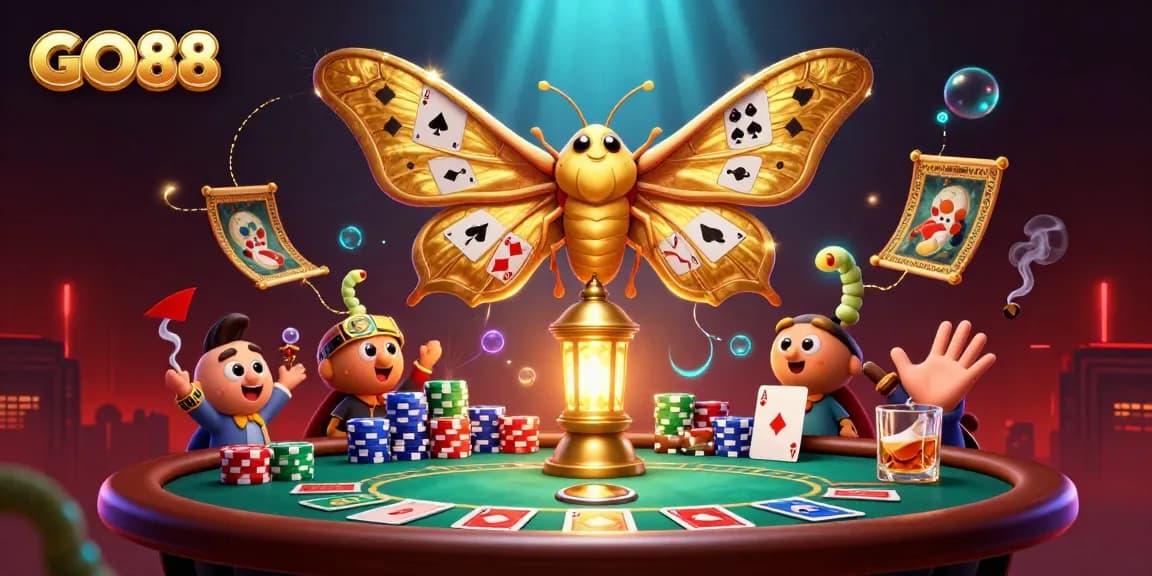 Experience thrilling casino adventures with GO88 as vibrant characters and gaming elements collide.