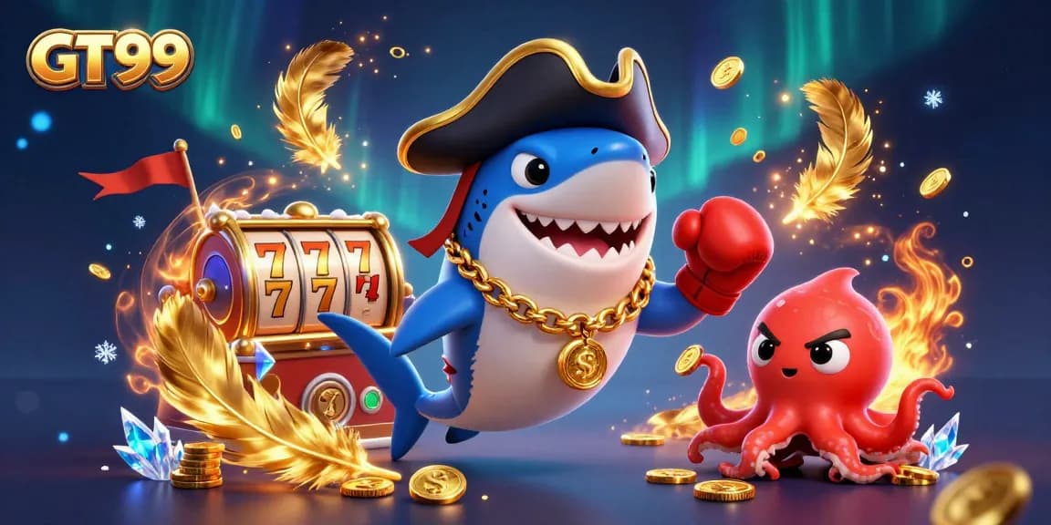 GT99 players spin slot reels with exciting characters in a vibrant casino atmosphere.