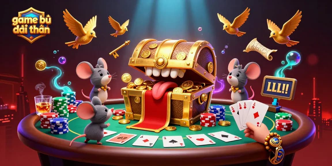 Experience the thrill of game bài đổi thưởng with vibrant 3D casino elements and cartoon characters in action.