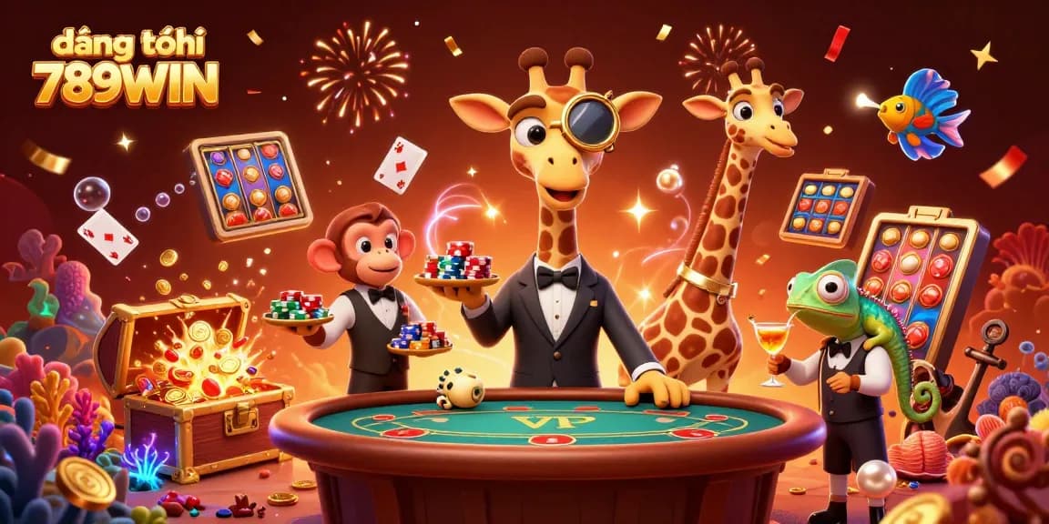 Engage in thrilling gameplay with đăng ký 789WIN at a vibrant casino showdown featuring animated characters and rich designs.