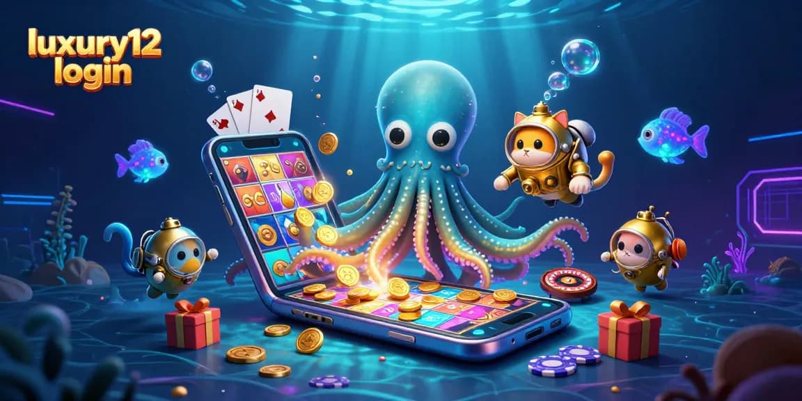 Experience luxury12 login with vibrant slots, bioluminescent sea creatures, and dynamic casino elements.