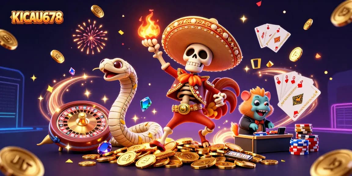 KICAU678 offers thrilling slot games with a vibrant mariachi celebration and golden coins flying!