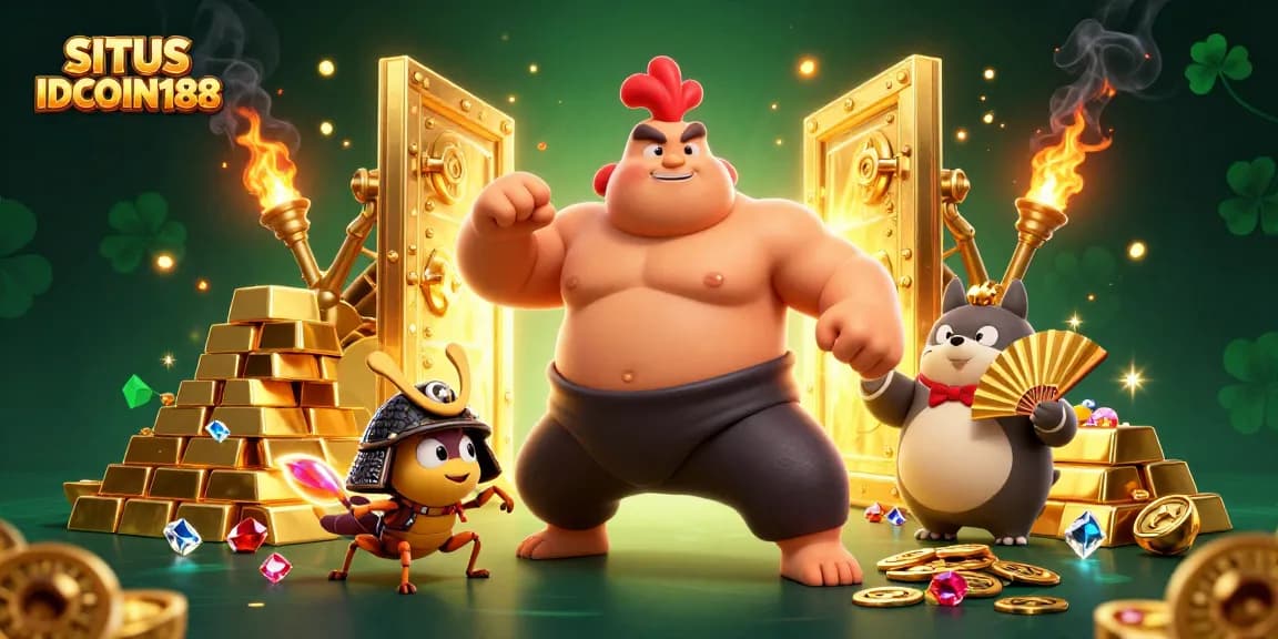 Engage with the exciting world of SITUS IDCOIN188 through an epic 3D casino scene with fierce characters.